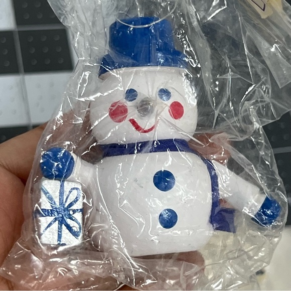 Vintage Christmas ornaments set of 15 blue white made in Taiwan nwt snowmen - Picture 9 of 13